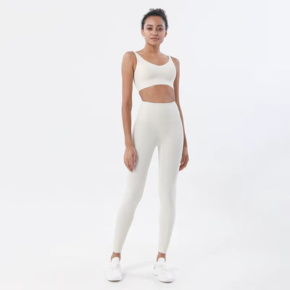 Nylon Tracksuits Women'S Yoga Set Sports Suit Gym Fitness Bra Leggings Women Lounge Wear Crop Tops Sexy 18 Colors