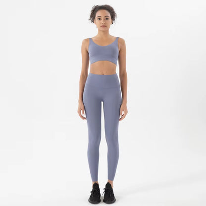 Nylon Tracksuits Women'S Yoga Set Sports Suit Gym Fitness Bra Leggings Women Lounge Wear Crop Tops Sexy 18 Colors