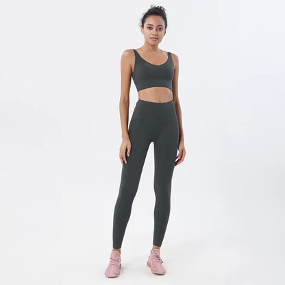 Nylon Tracksuits Women'S Yoga Set Sports Suit Gym Fitness Bra Leggings Women Lounge Wear Crop Tops Sexy 18 Colors